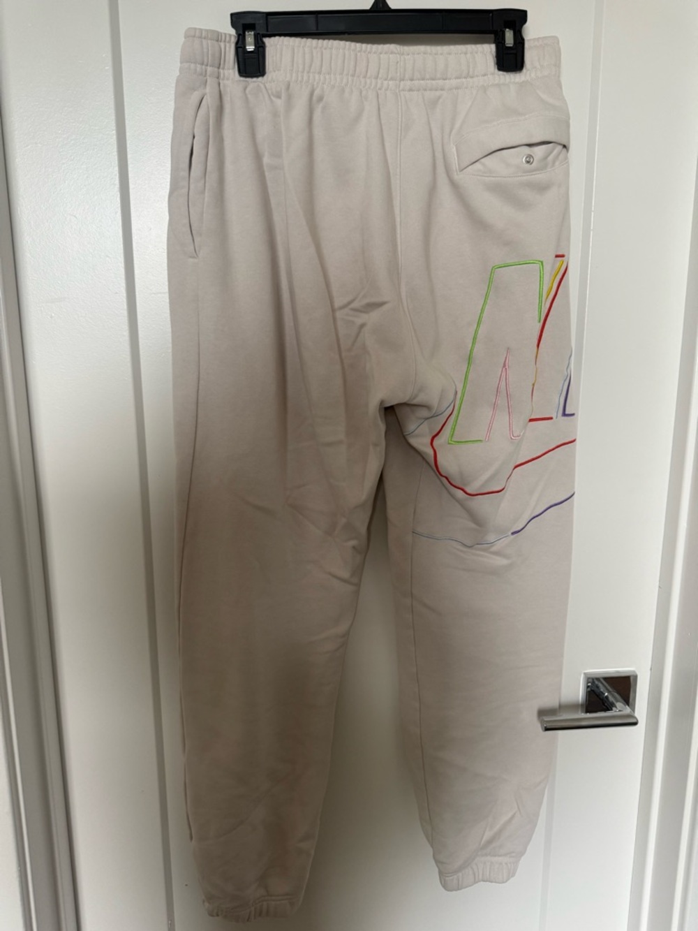 Nike Light Beige Men's Jogger Sweatpants with Multicolor Outline Logo